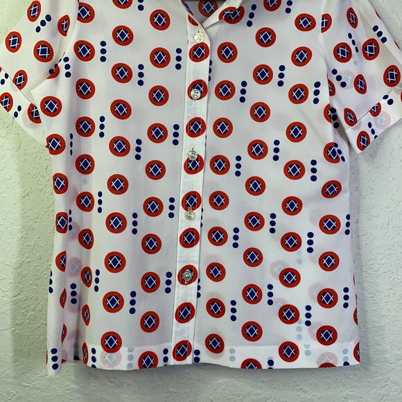 PYKETTES‎ Blouse Top Med/LG Vintage Button Down Novelty 4th of July Retro 70's - Picture 5 of 10